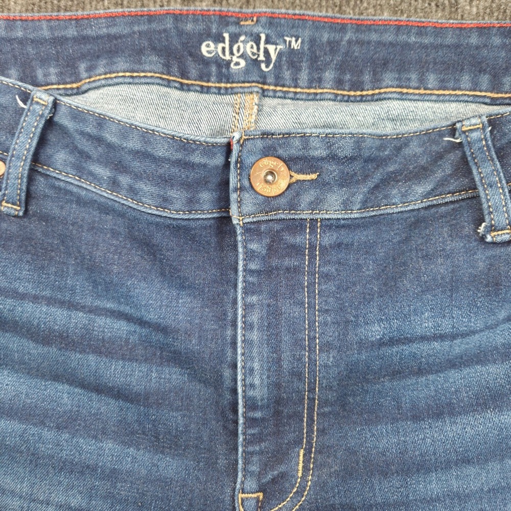 Edgely Mid Fit Flare Jeans Womens size 16 Dark Wash Blue Stretch Denim Americana